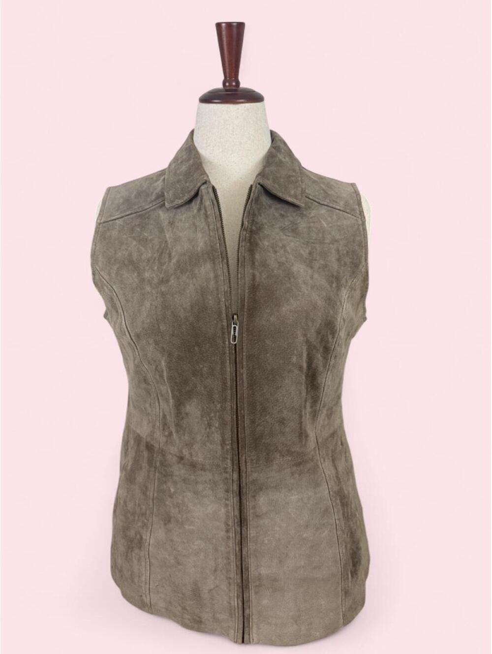 Dennis basso Brown Suede Leather Vest Size M